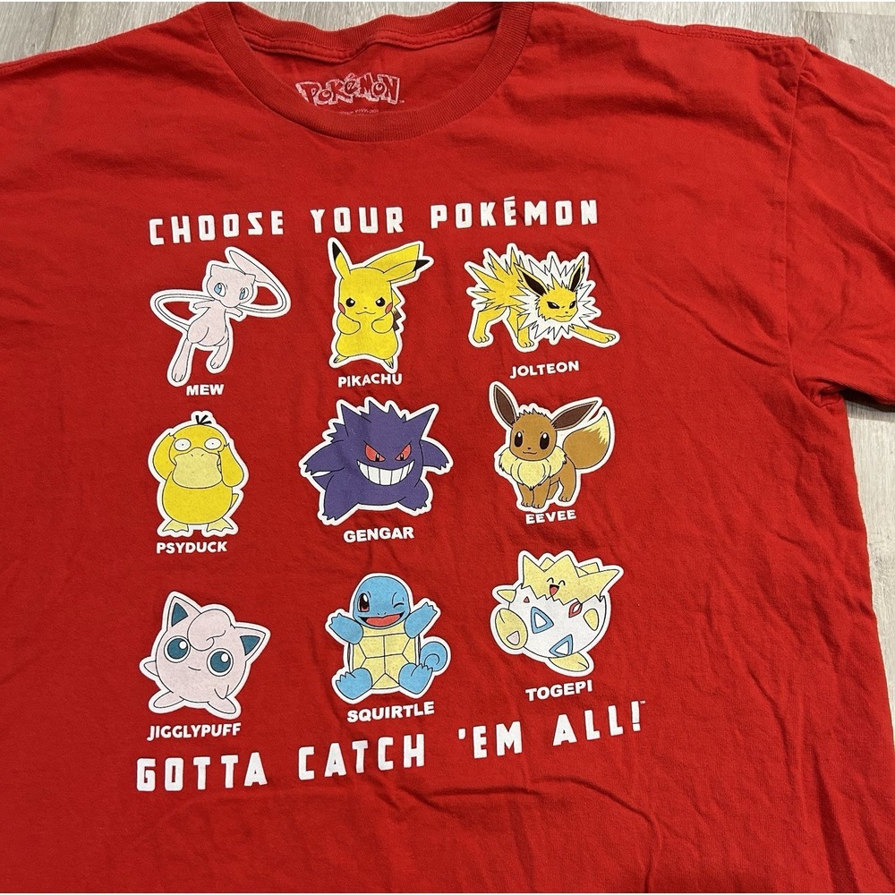 Pokémon T-shirt, Red W/Graphics. Choose Your Pokémon, Men's Size XL - Picture 2 of 9